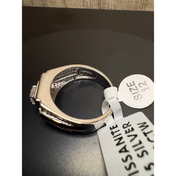 Sz. 12 - 3ct Moissanite Stamped 925 Sterling Silver Men Ring - Picture 5 of 6